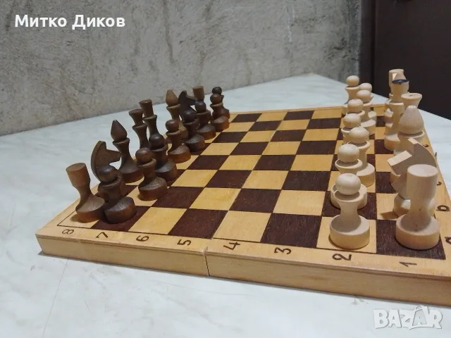шах с дървени фигури нов 290х 280 мм