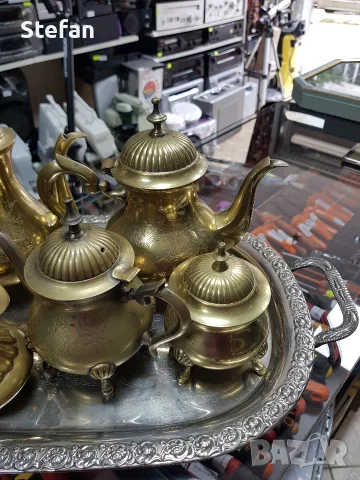 месингов сервиз за кафе и чай, снимка 3 - Антикварни и старинни предмети - 56677793
