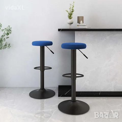 vidaXL Бар табуретки, 2 бр, сини, кадифе, снимка 2 - Столове - 56147003