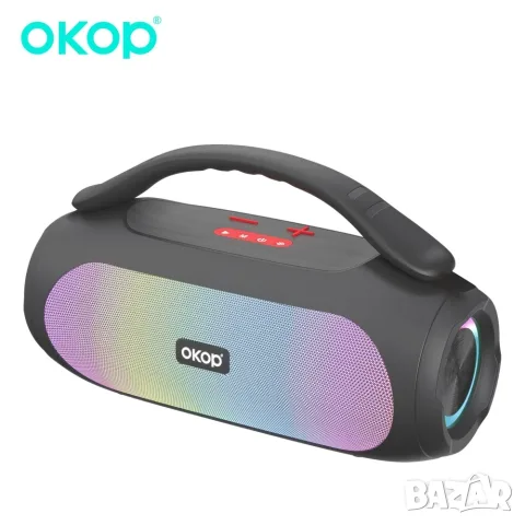 Преносима Bluetooth колонка OKOP KP-819 с RGB подсветка и IPX7 водоустойчива защита