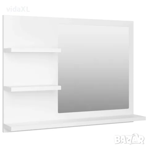 vidaXL Огледало за баня, бяло, 60x10,5x45 см, инженерно дърво