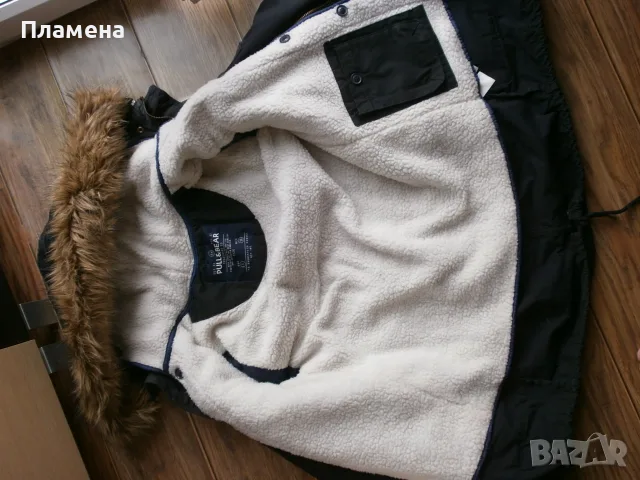 М Нова Мъжка Парка с Голяма Пухена Качулка Pull & Bear, снимка 11 - Якета - 56557539