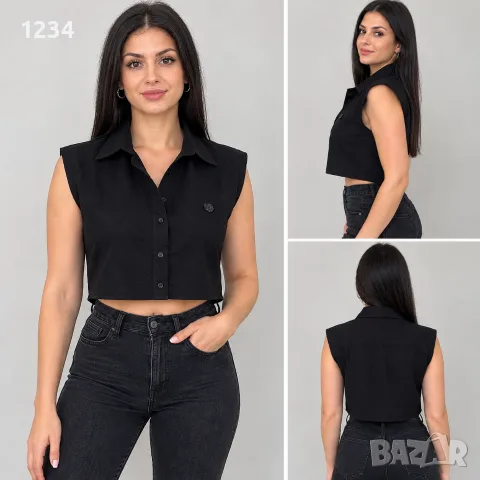 Дизайн и брандиране: Този черен скъсен елек (cropped vest/shirt) 