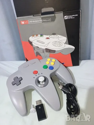 Нов Безжичен N64 Контролер (2.4GHz) за Nintendo 64 / Switch / PC

