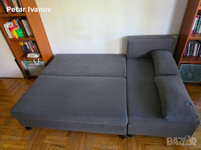 Диван ъглов с лежанка, снимка 3 - Дивани и мека мебел - 56576216