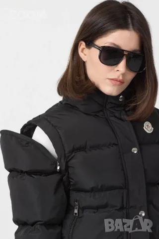 Черно дамско яке Moncler с дизайн 2 в 1 