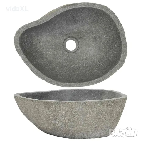 vidaXL Мивка от речен камък, овална, (37-46)x(29-36) см