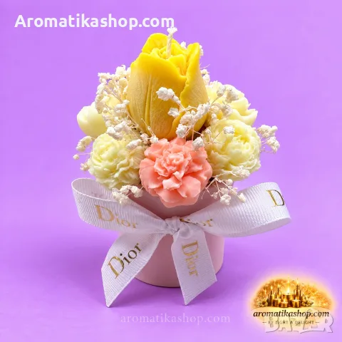 „Golden Sunrise“ – Ароматен соев букет, снимка 4 - Декорация за дома - 56680638
