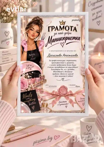 Персонализиран колаж „Най - добра МАНИКЮРИСТКА“ – A4 / A3