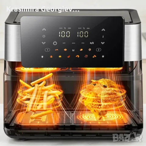 Фритюрник с горещ въздух 8L (2×4L), 2000W, 12 програми, снимка 5 - Уреди за готвене на пара - 56623387