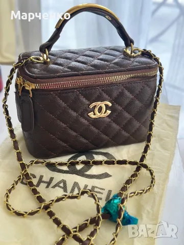 кафява чанта Chanel Classic Top Handle Vanity Case, снимка 3 - Чанти - 56555633