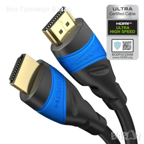 Нов HDMI 2.1 кабел KabelDirekt 2 метра 8K 10K 48Gbps 4K 120Hz HDR