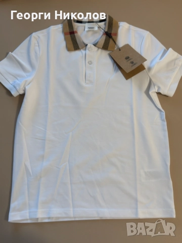 Burberry Check collar cotton polo shirt