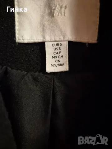 Дамско черно зимно палто H&M, снимка 3 - Палта, манта - 56613895
