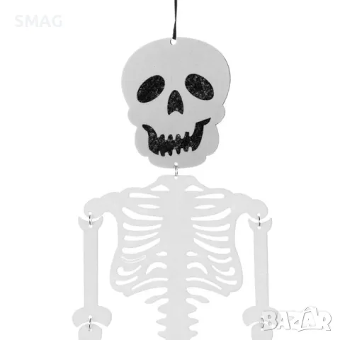 Декоративен филцов скелет за halloween бял 20x80 см_1244356