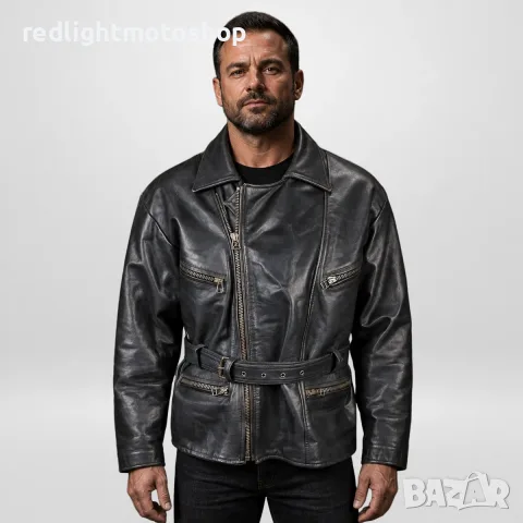 Louis Мъжко кожено яке Рокерия XL