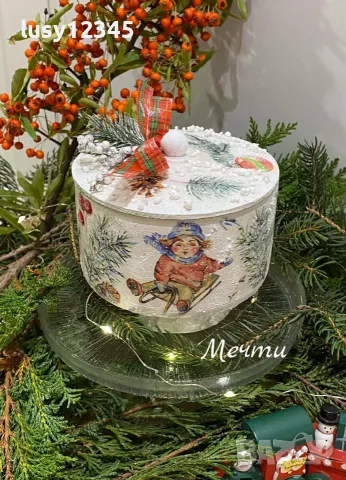 Кръгли, коледни кутийки🎄, снимка 7 - Коледни подаръци - 56700382