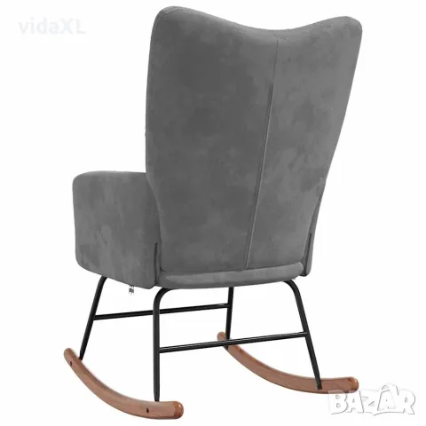 vidaXL Люлеещ стол, тъмносив, кадифе, снимка 5 - Столове - 56146879
