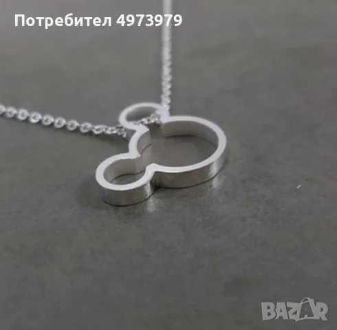 Сребристо дамско колие с висулка Мики Маус – бижу с контур на Мики, подарък