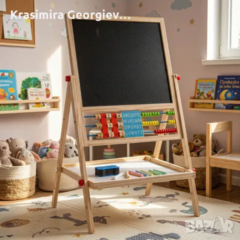 Мултифункционална образователна детска дъска с дървена рамка, снимка 8 - Образователни игри - 56642155