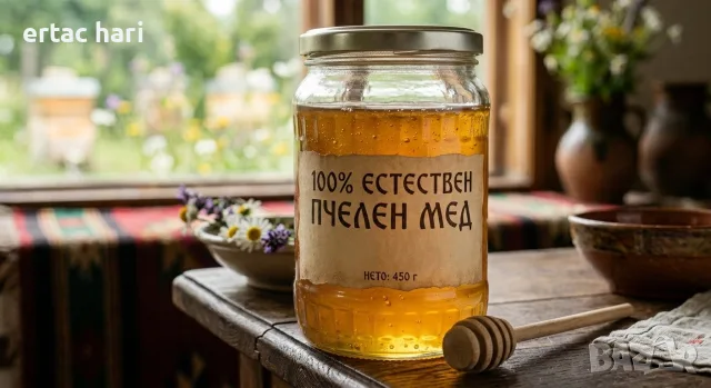 Естествен пчелен мед от слънчоглед или букет 