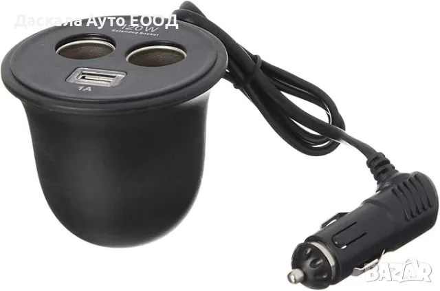 Разклонител от запалка за пепелник с волтметър, 1х USB и 2 гнезда 12-24V, 120W 