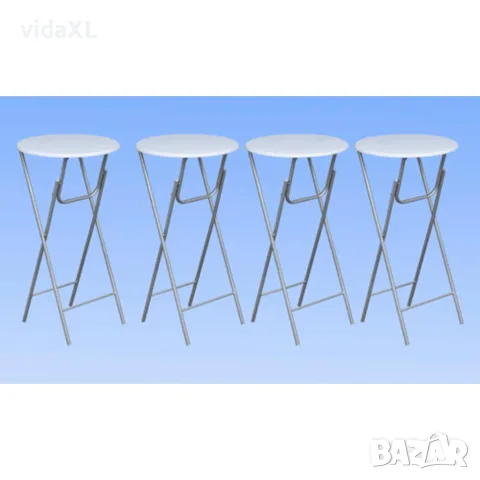 vidaXL Комплект бар маси с МДФ плот, 4 броя, бял, снимка 8 - Маси - 56147677