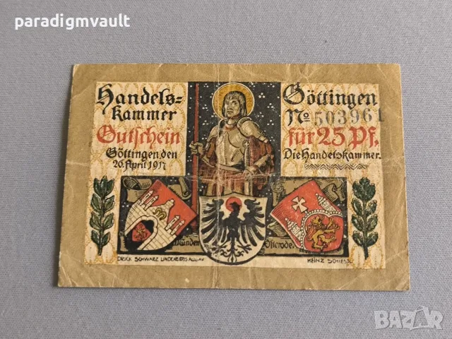 Банкнота - Германия - 25 пфенига (Гьотинген) | 1917г.