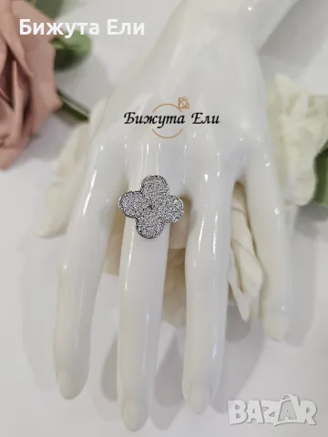 Пръстен детелина - размера се регулира , снимка 2 - Пръстени - 56742365
