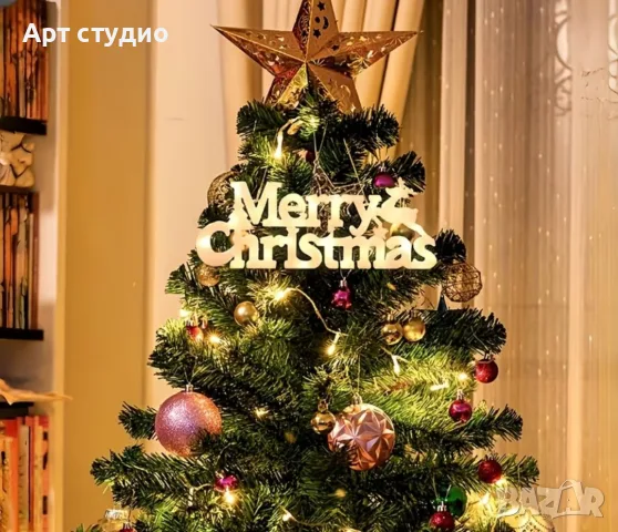 Светещ коледен надпис Merry Christmas – топло бяла LED светлина