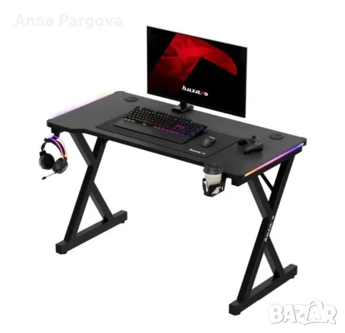  Гейминг бюро Huzaro – Hero 2.3 RGB, 120 x 60 cm, черен