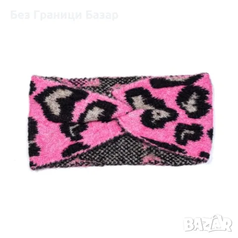Нова Есенна дамска лента за коса плетена еластична с леопардов принт розова