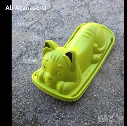 Детска играчка за яздене Smoby във формата на котка, зелена, пластмасова