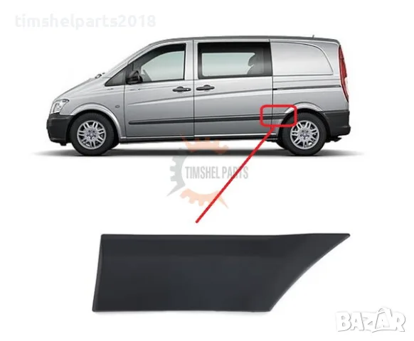 Защитна лайсна за задна пред задна гума Mercedes Vito Viano W639 2003-2015 год. - Шофьорска Страна
