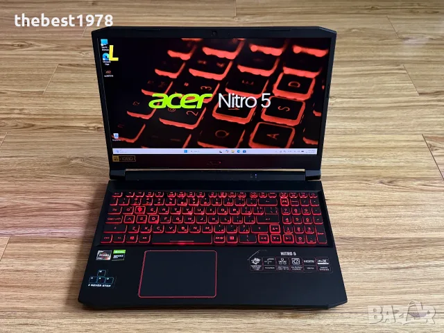 15.6 Acer Nitro 5`Ryzen 4600H Nvidia GTX 1650Ti 16GB RAM 512GB SSD Full HD IPS Батерия 7ч