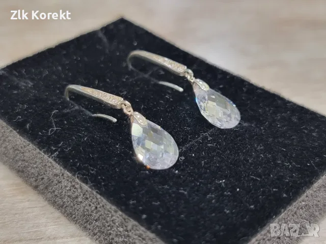 Сребърни обеци с кристали, снимка 7 - Обеци - 56712081