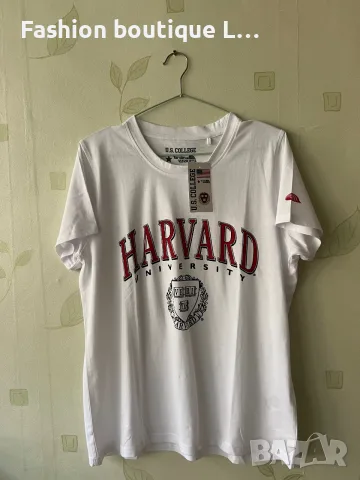 Нова с етикет дамска бяла тениска 100% памук с надпис HARVARD размер L 🤍