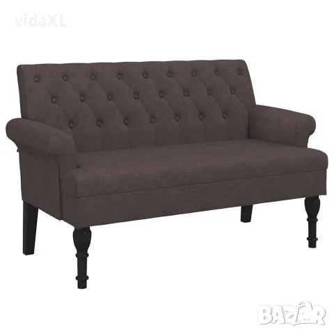 vidaXL Пейка с облегалка, тъмнокафява, 120x62x75,5 см, плат