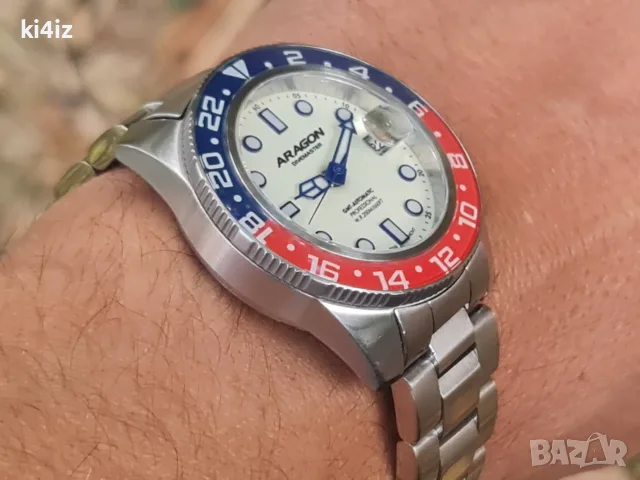 БАРТЕР! Оригинален Aragon Automatic Dive Master Full lume dial Pepsi bezel 40mm., снимка 15 - Мъжки - 56615369