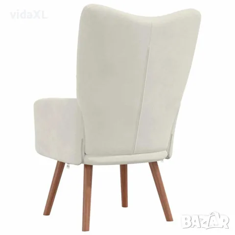 vidaXL Релакс стол, кремавобял, кадифе, снимка 4 - Дивани и мека мебел - 56146838