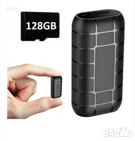 Мини рекордер + карта памет 128GB 1500mAh черен