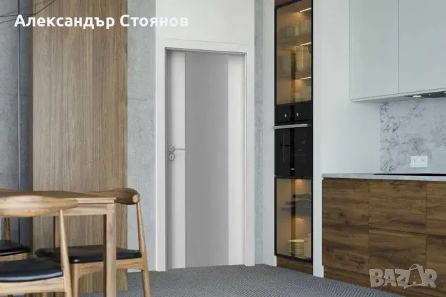Интериорна бяла врата Porta Focus - 80 см ширина (със стъкло]