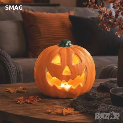 Декоративна halloween тиква с led светлина и звук оранжева_1266082