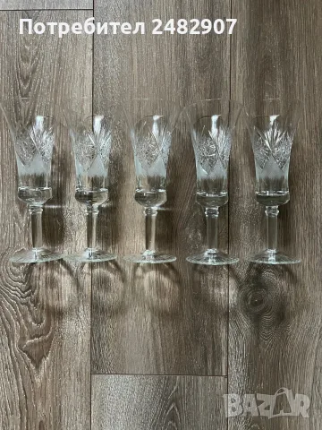 Комплект кристални чаши - 5 бр., снимка 7 - Чаши - 56642802
